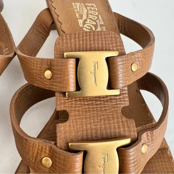 Salvatore Ferragamo Amatrice slide Leather Logo Buckle Block Heel Sandals 12 - Picture 6 of 15